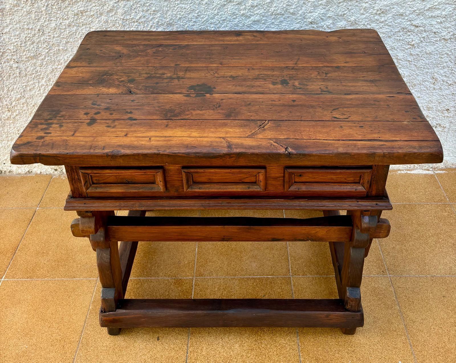 Baroque Vintage Pine Work Table, 1940s For Sale