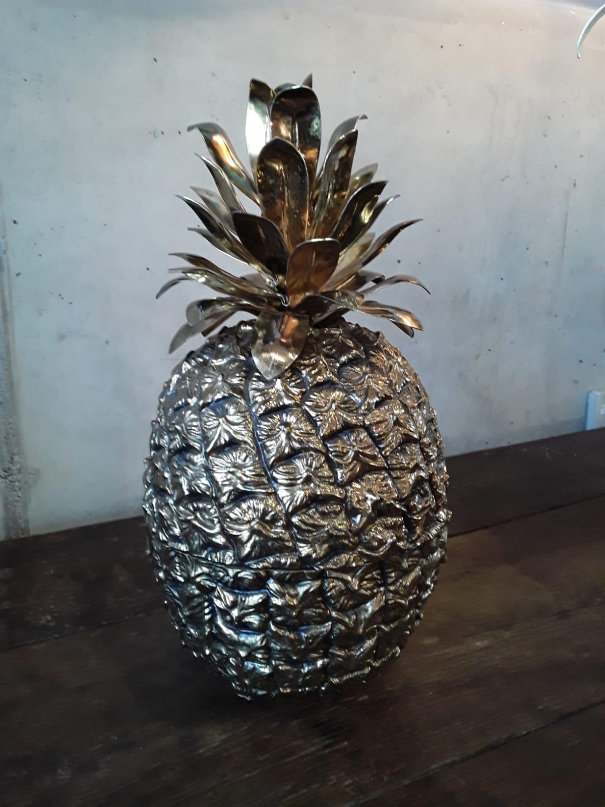 Hollywood Regency Seau à glace vintage en forme d'ananas par Hans Turnwald pour Freddo Therm:: 1960s