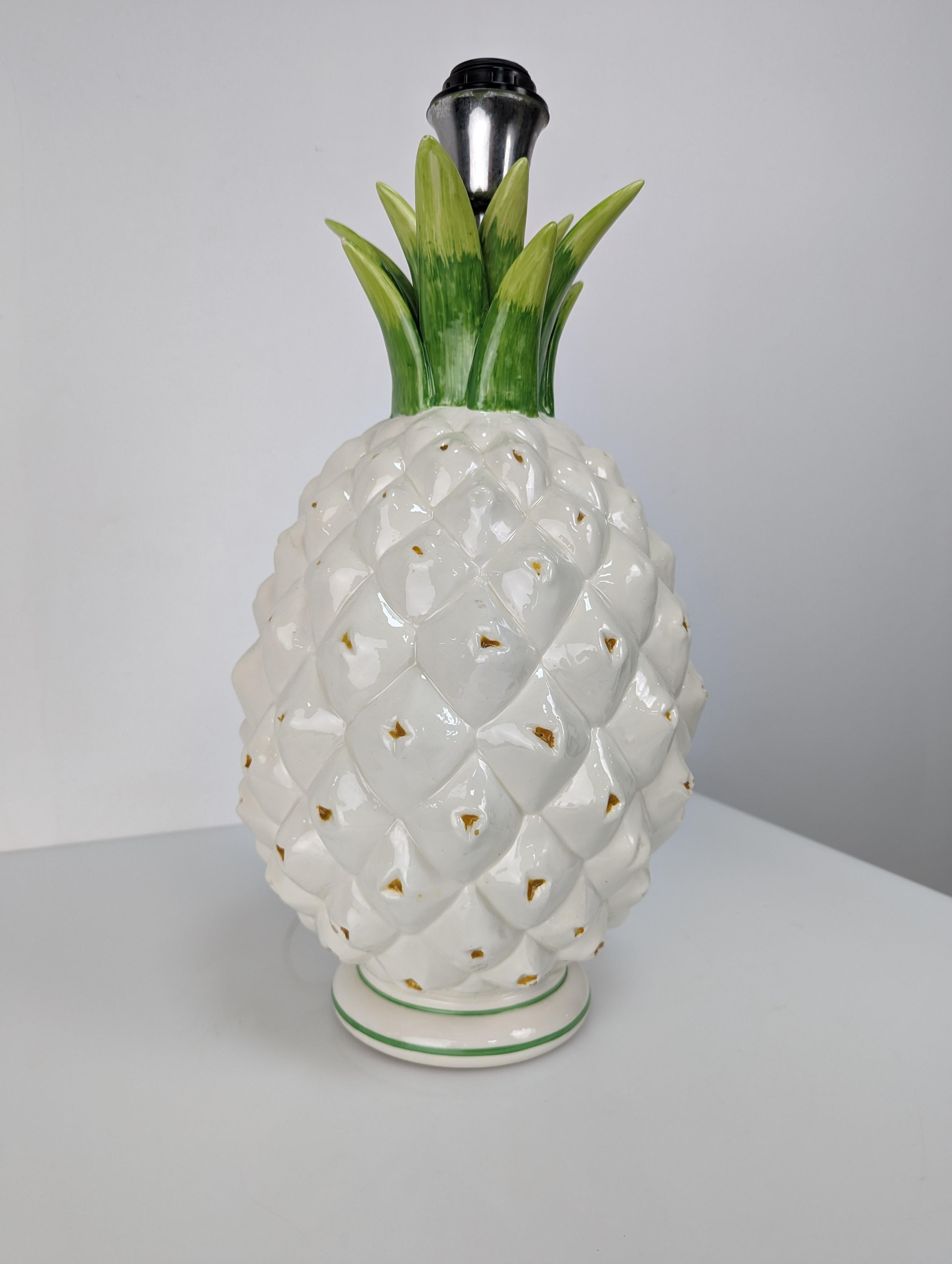 Vintage Pineapple Lamp in Ceramic, 1970s 1