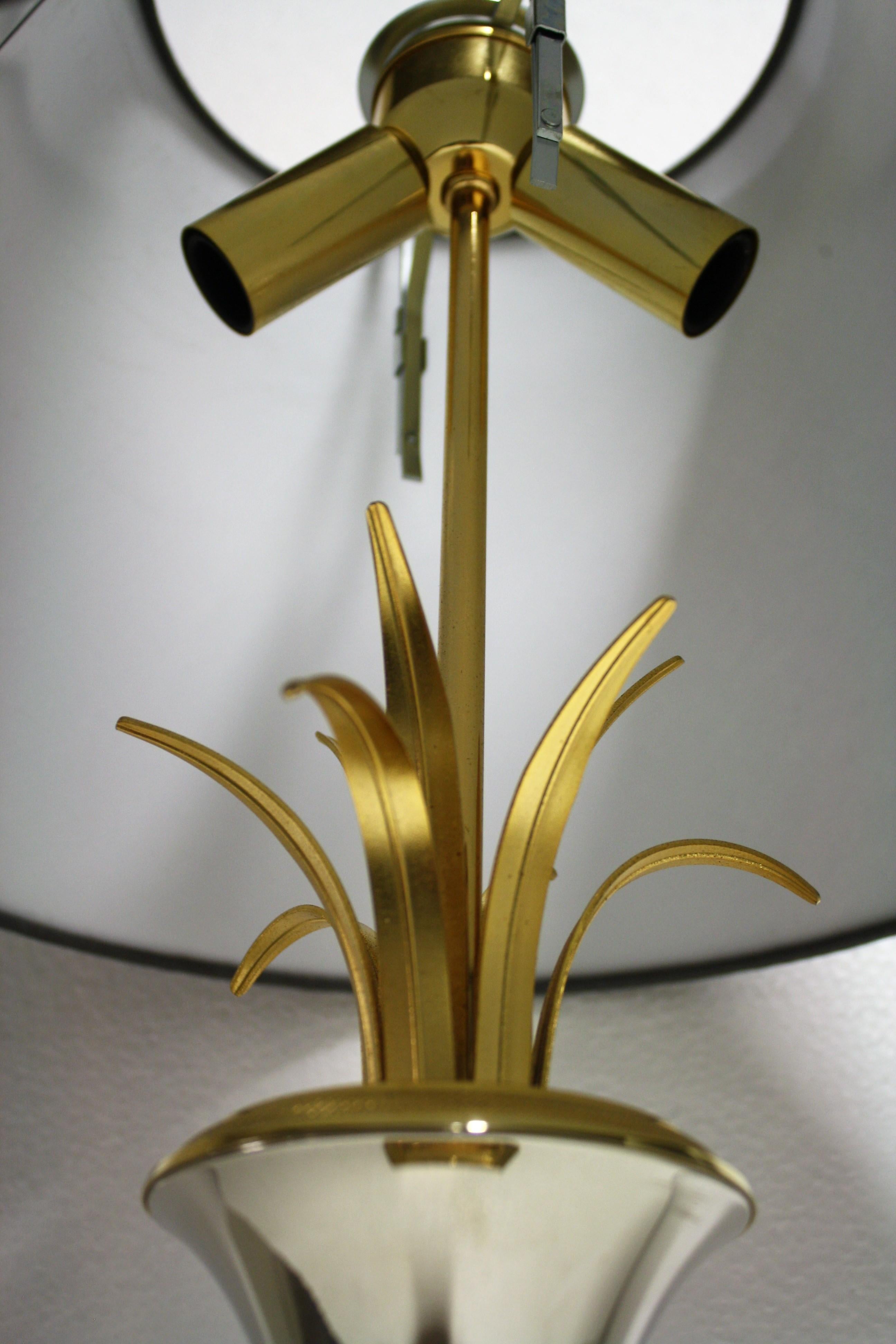 Vintage Pineapple Leaf Table Lamp Made of Brass, 1970s (Messing)