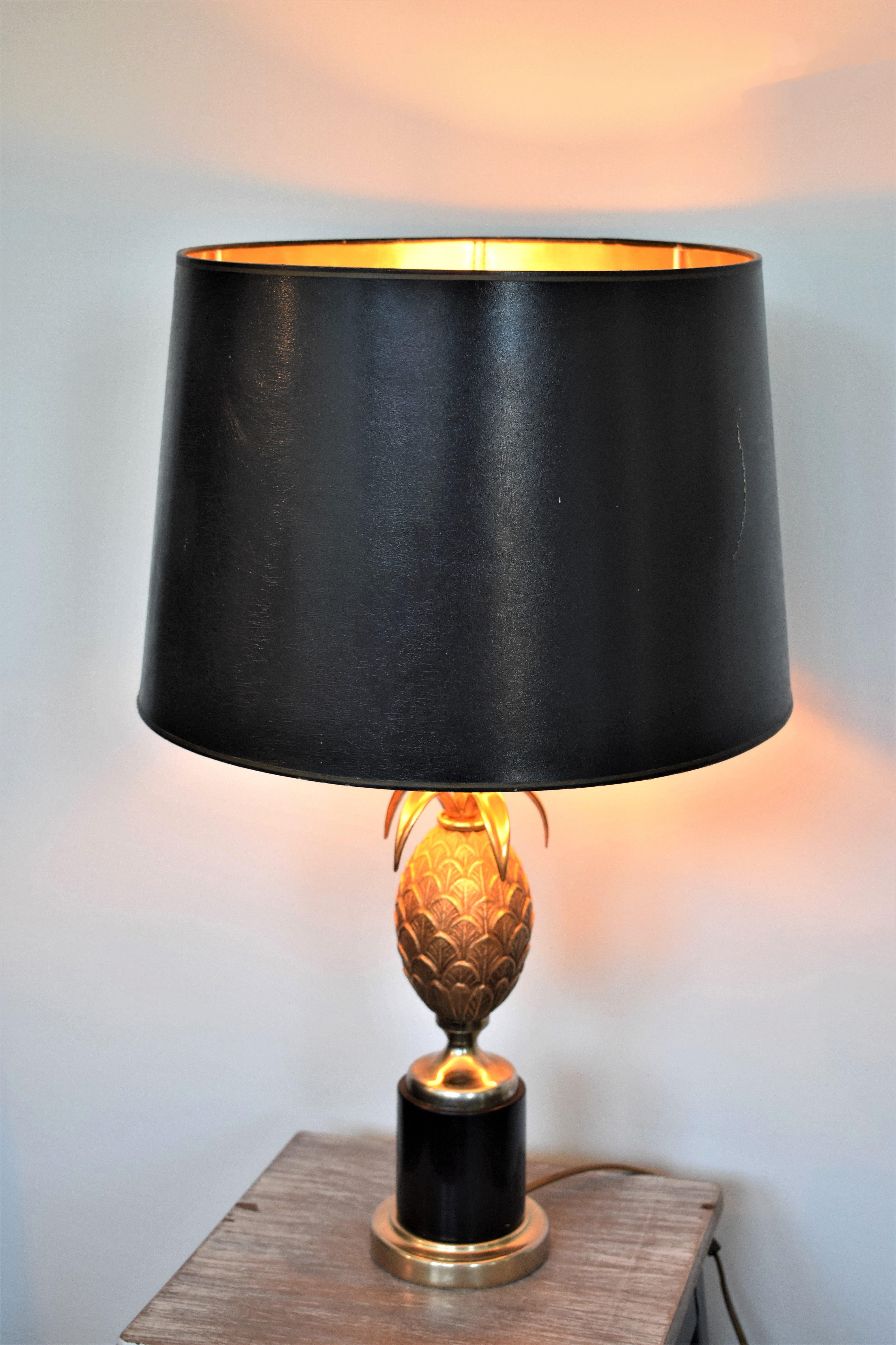 Brass FINAL SALE Vintage Pineapple Table Lamp in the Style of Maison Charles