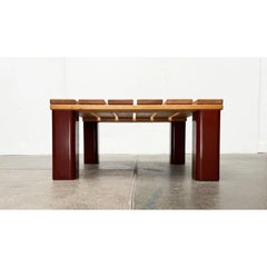 Vintage Pinewood and Plastic Outdoor Couch Table, 1970s