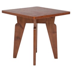 Vintage Pinewood Side Tables with Sculpted Legs, Mid-Century Modern