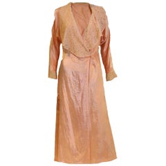  Vintage  Pink 1930s Silk Velvet Dressing Gown
