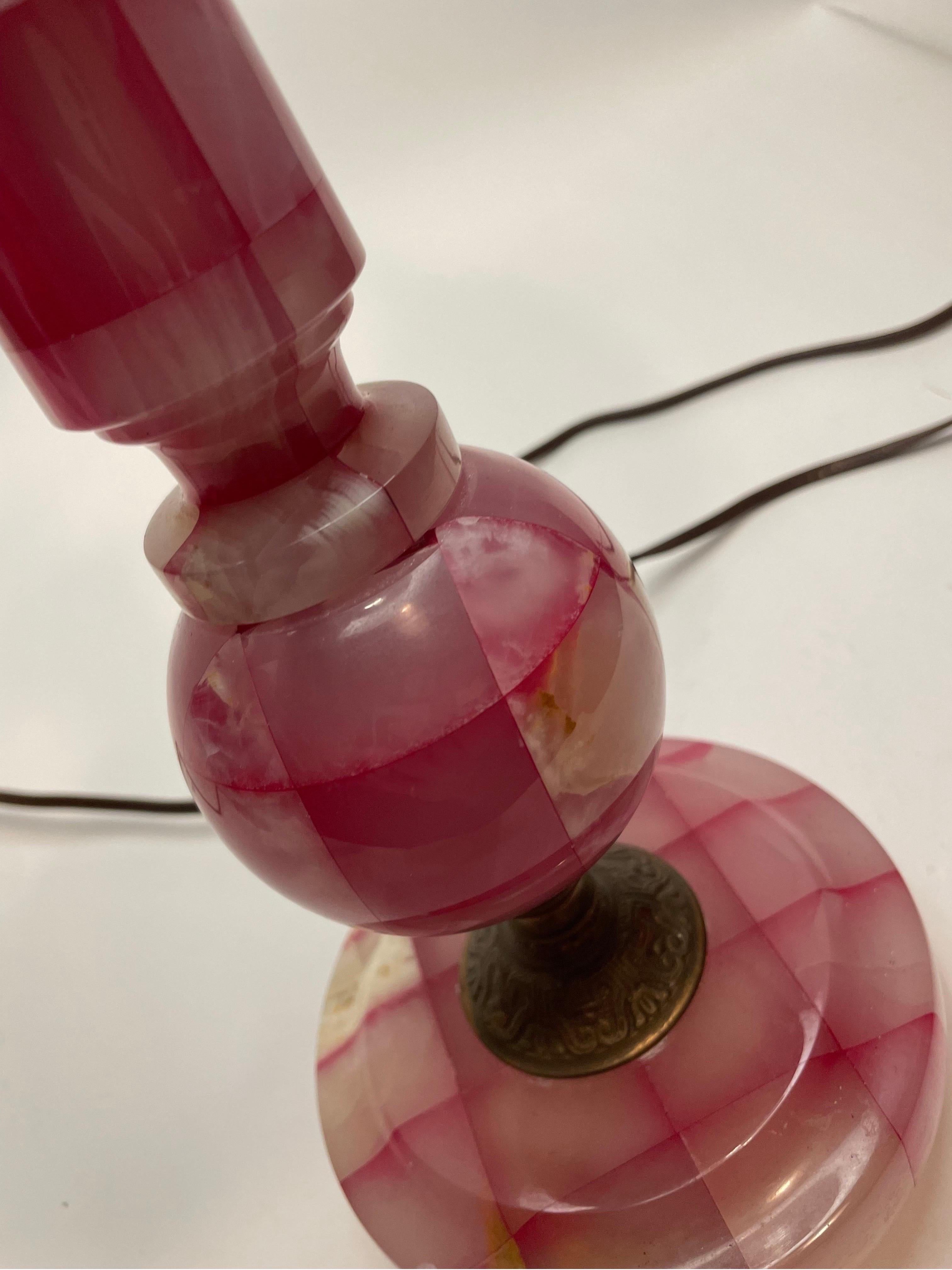 Mid-20th Century Vintage pink agate stone lamps 