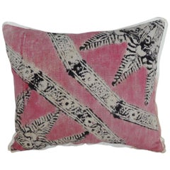 Vintage Pink and Black Hand Blocked Bolster Decorative Pillow