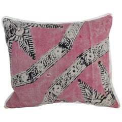 Retro Pink and Black Hand Blocked Bolster Decorative Pillow