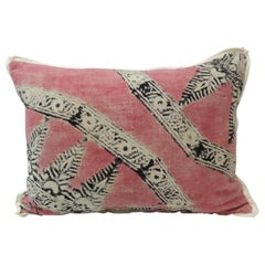 Vintage Pink and Black Hand Blocked Bolster Decorative Pillow