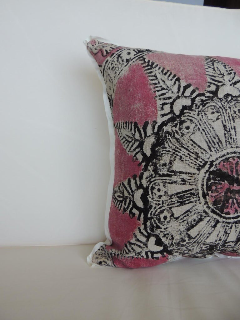 Vintage Pink And Black Hand Blocked Square Decorative Pillow At