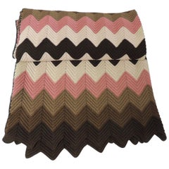 Vintage Pink and Brown Handwoven Crochet Macrame Throw