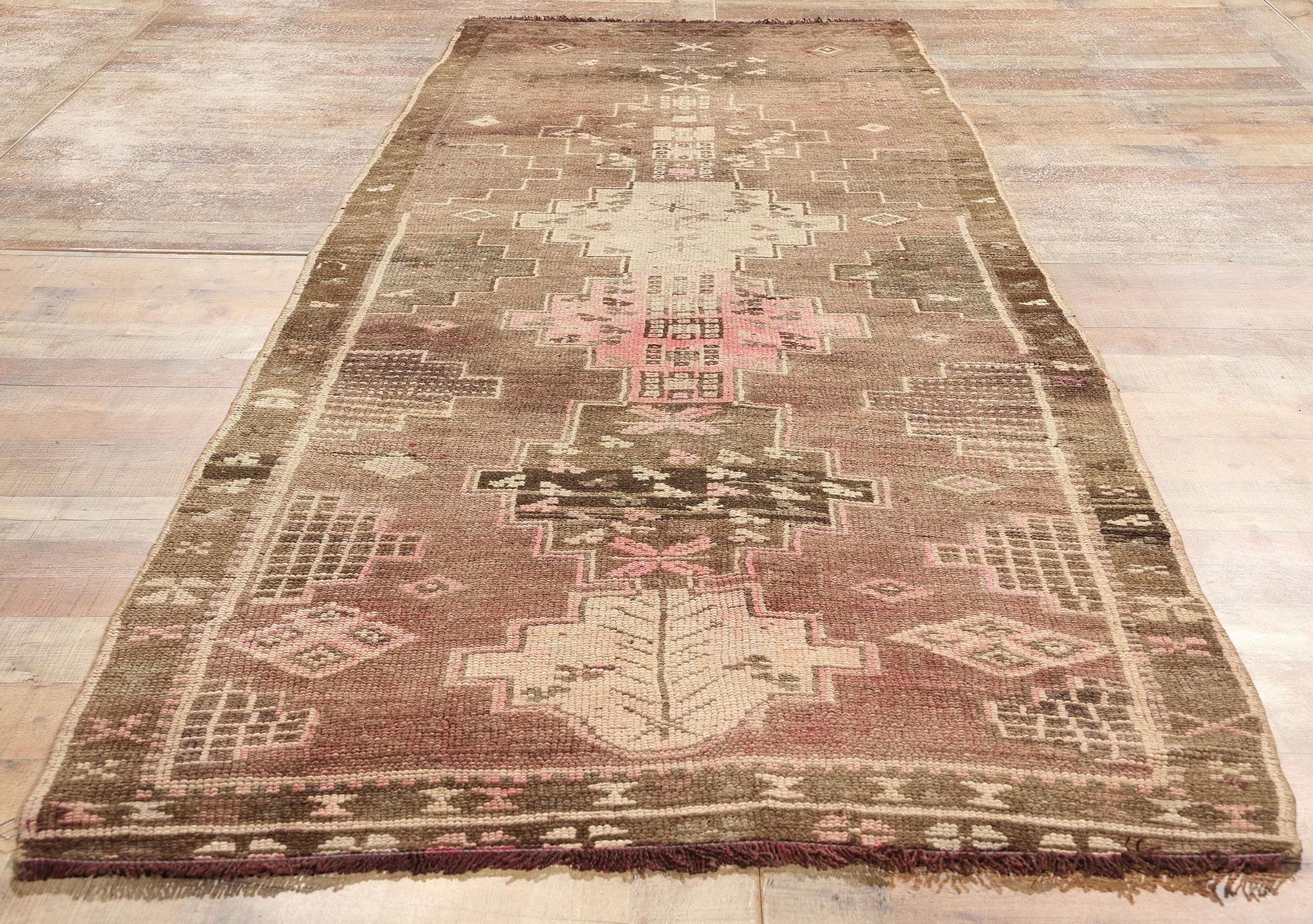 Laine Tapis turc Kars vintage rose et Brown en vente