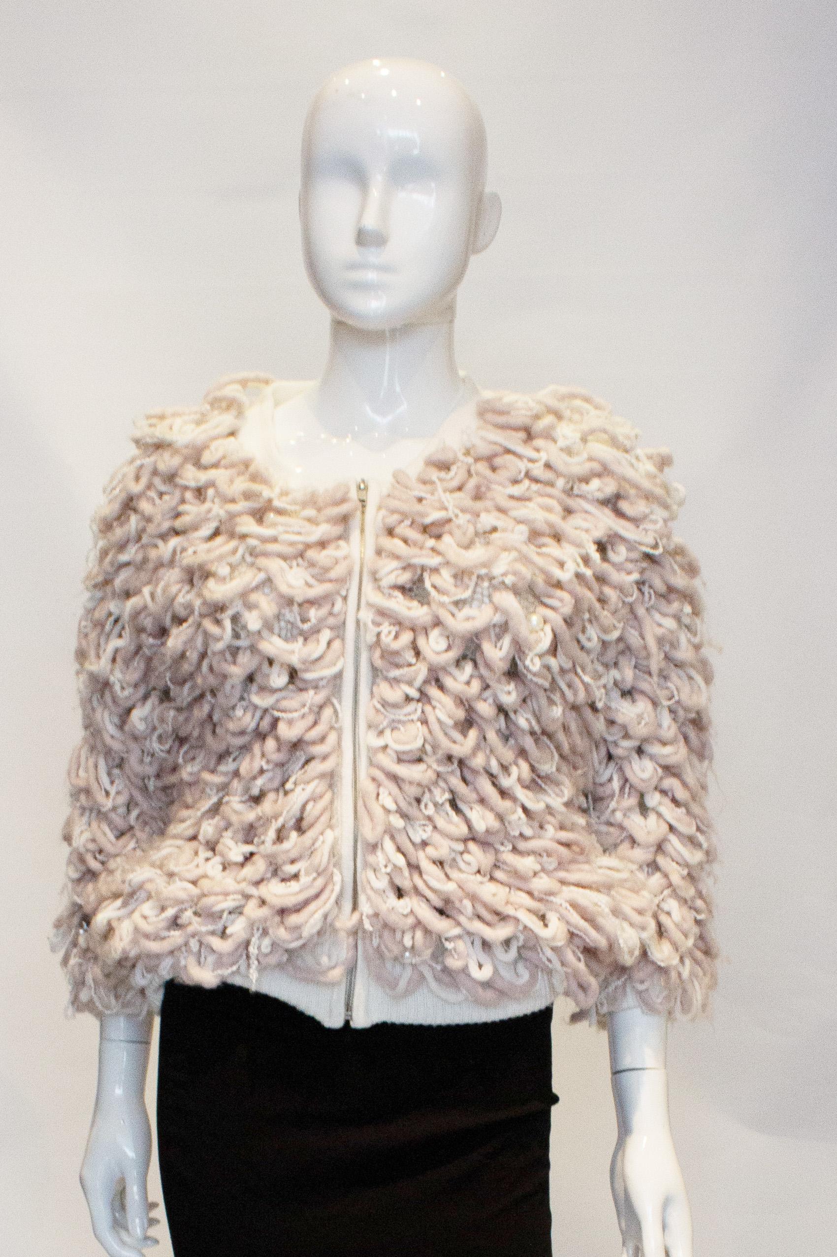 White Vintage Pink and Cream Cardigan with Pearl and Diamante Detail For Sale
