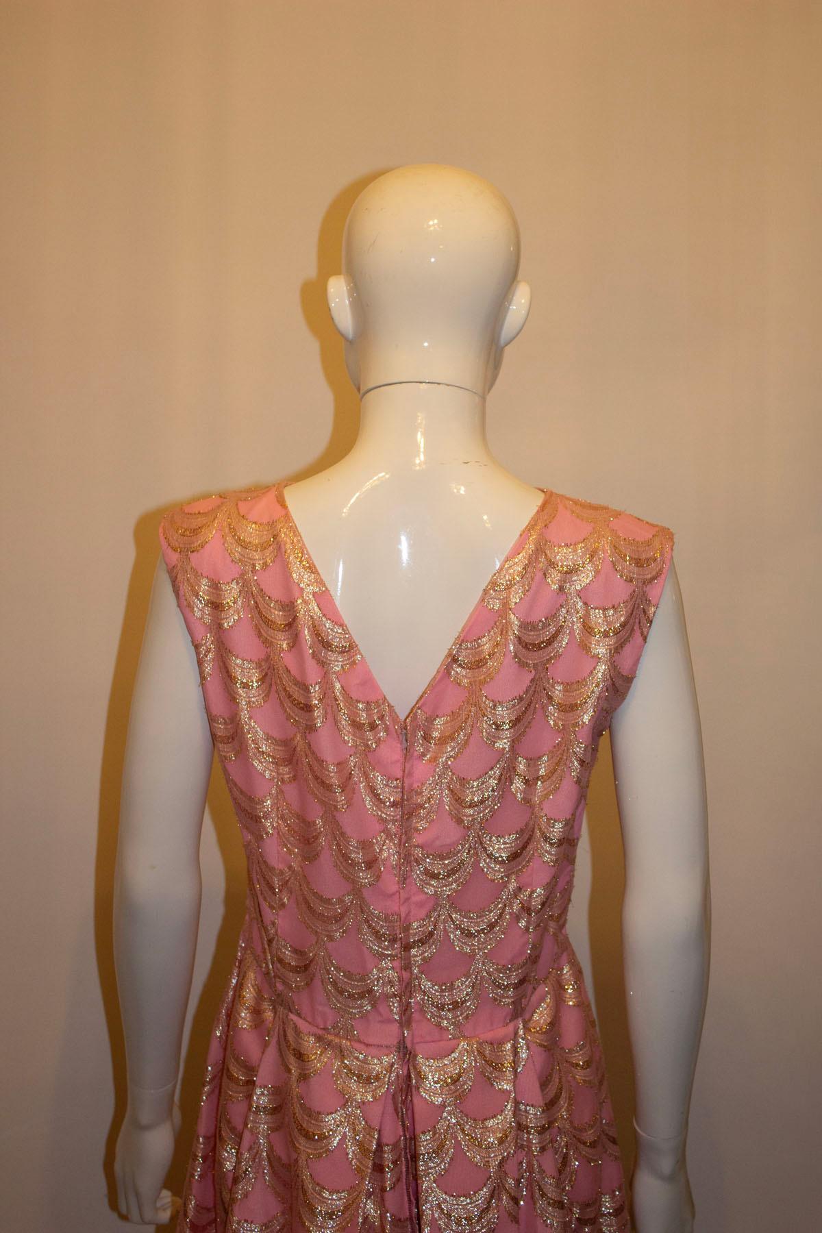 Vintage Pink and Gold Evening Gown For Sale 1
