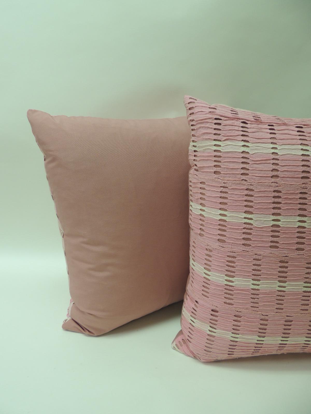 Ghanaian Vintage Pink and Natural African Woven Decorative Throw Pillows