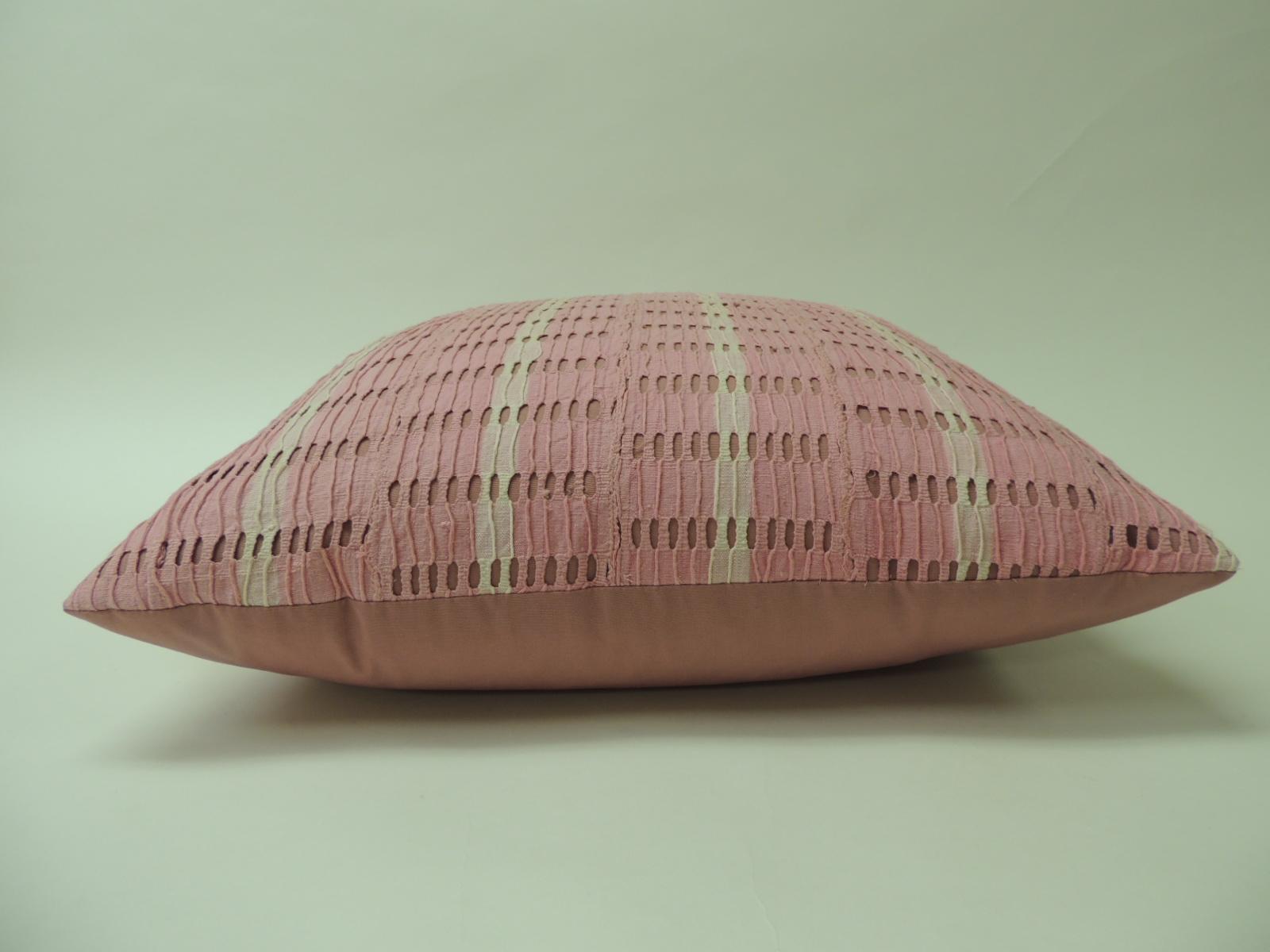 20th Century Vintage Pink and Natural African Woven Decorative Throw Pillows