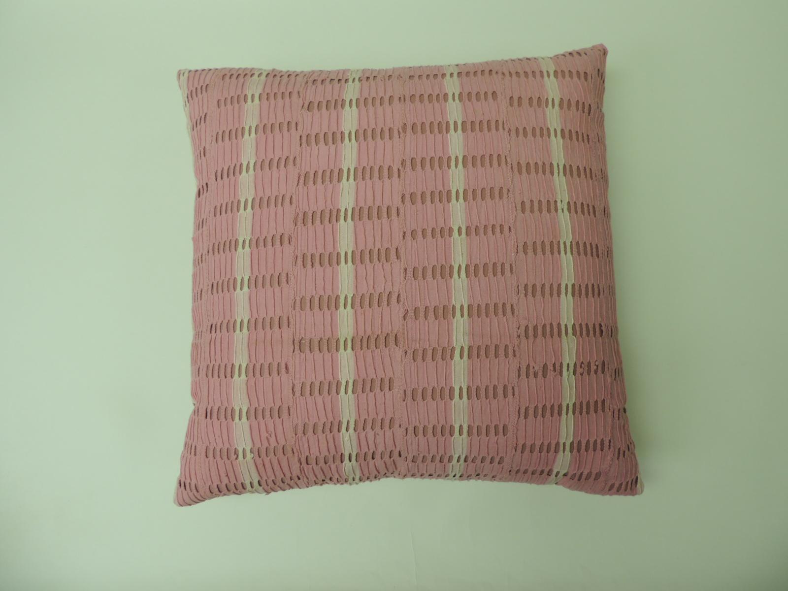 Cotton Vintage Pink and Natural African Woven Decorative Throw Pillows