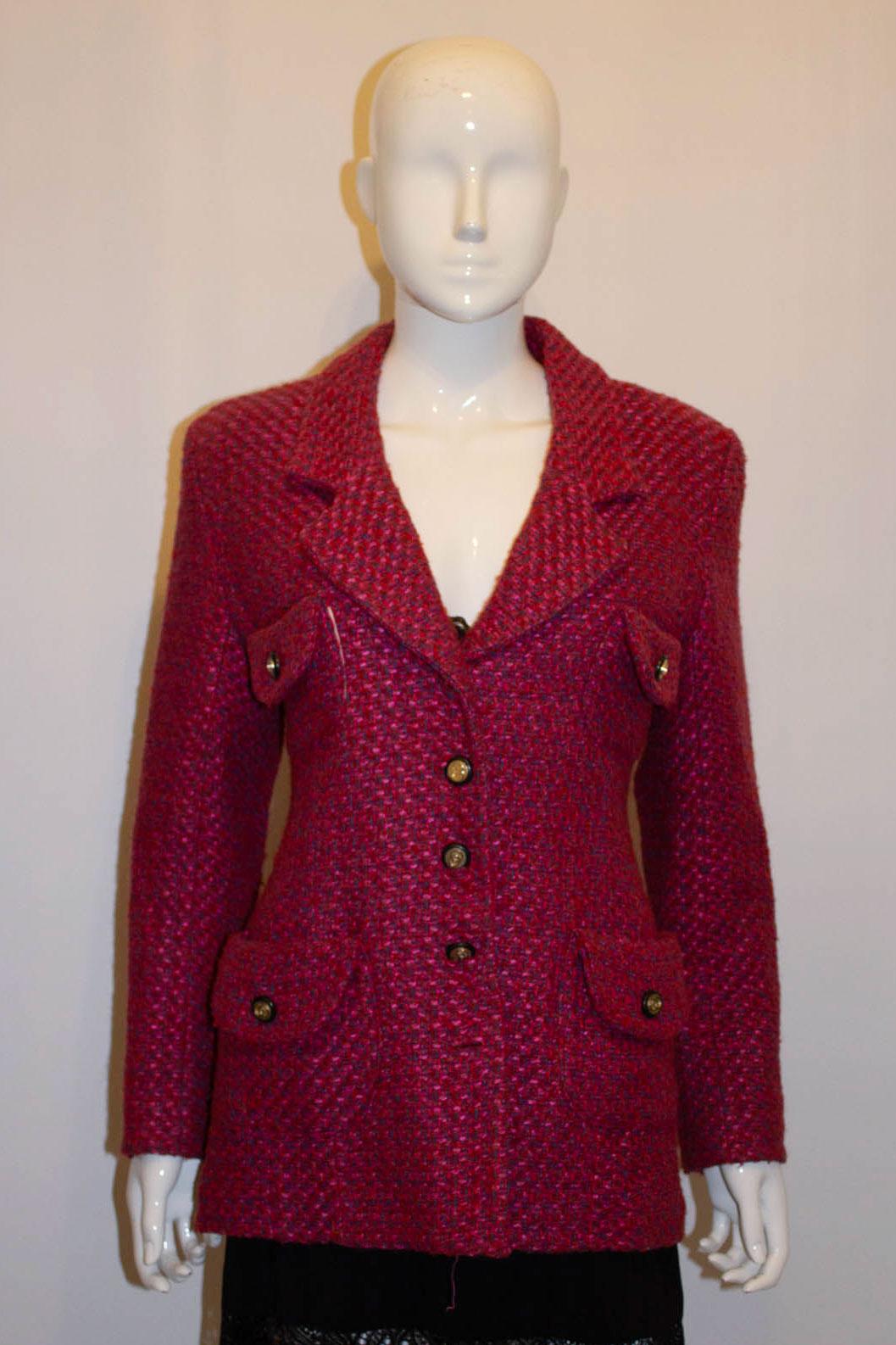 Vintage Pink and Red Tweed Jacket 2