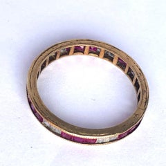 Vintage Pink and White Sapphire 9 Carat Gold Eternity Band