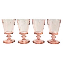 Vintage Pink Bee Wine Glasses by La Rochere France, Set of 4