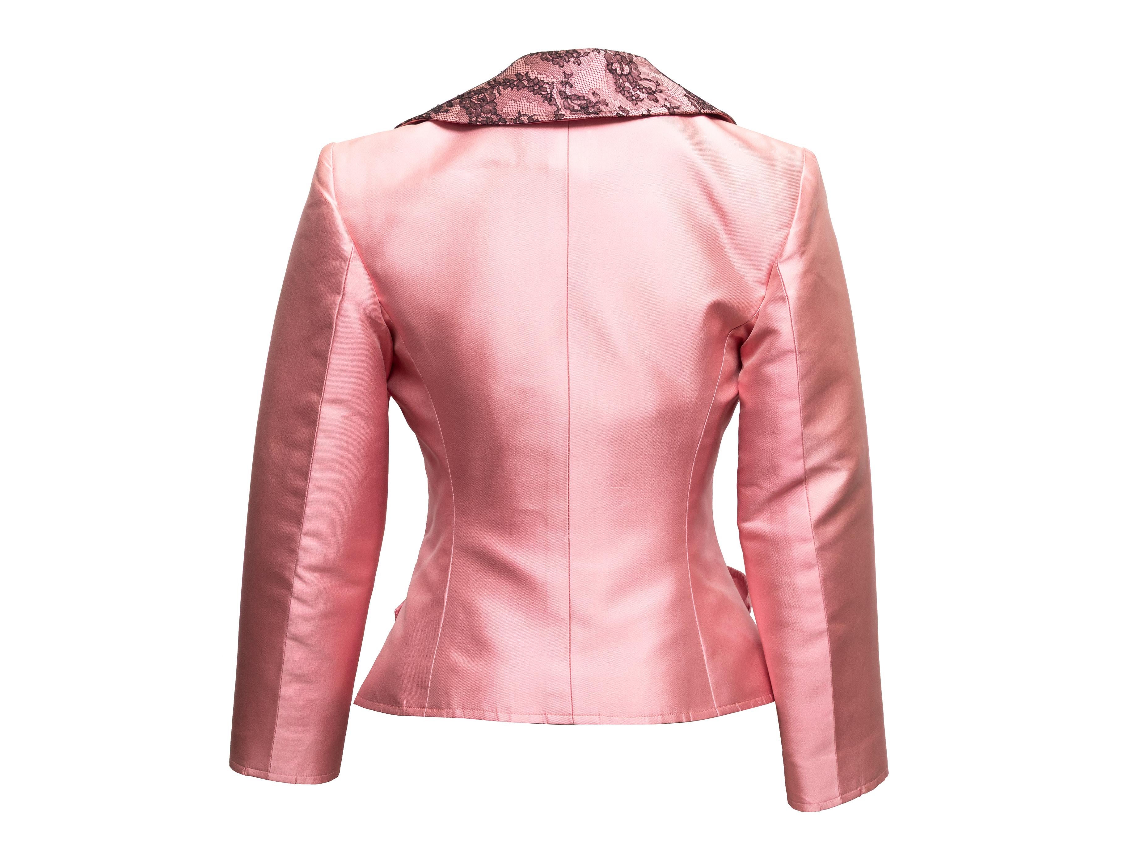 Vintage Pink & Schwarz Christian Lacroix Seide & Spitze Top & Blazer Set Größe FR 40 im Zustand „Gut“ im Angebot in New York, NY