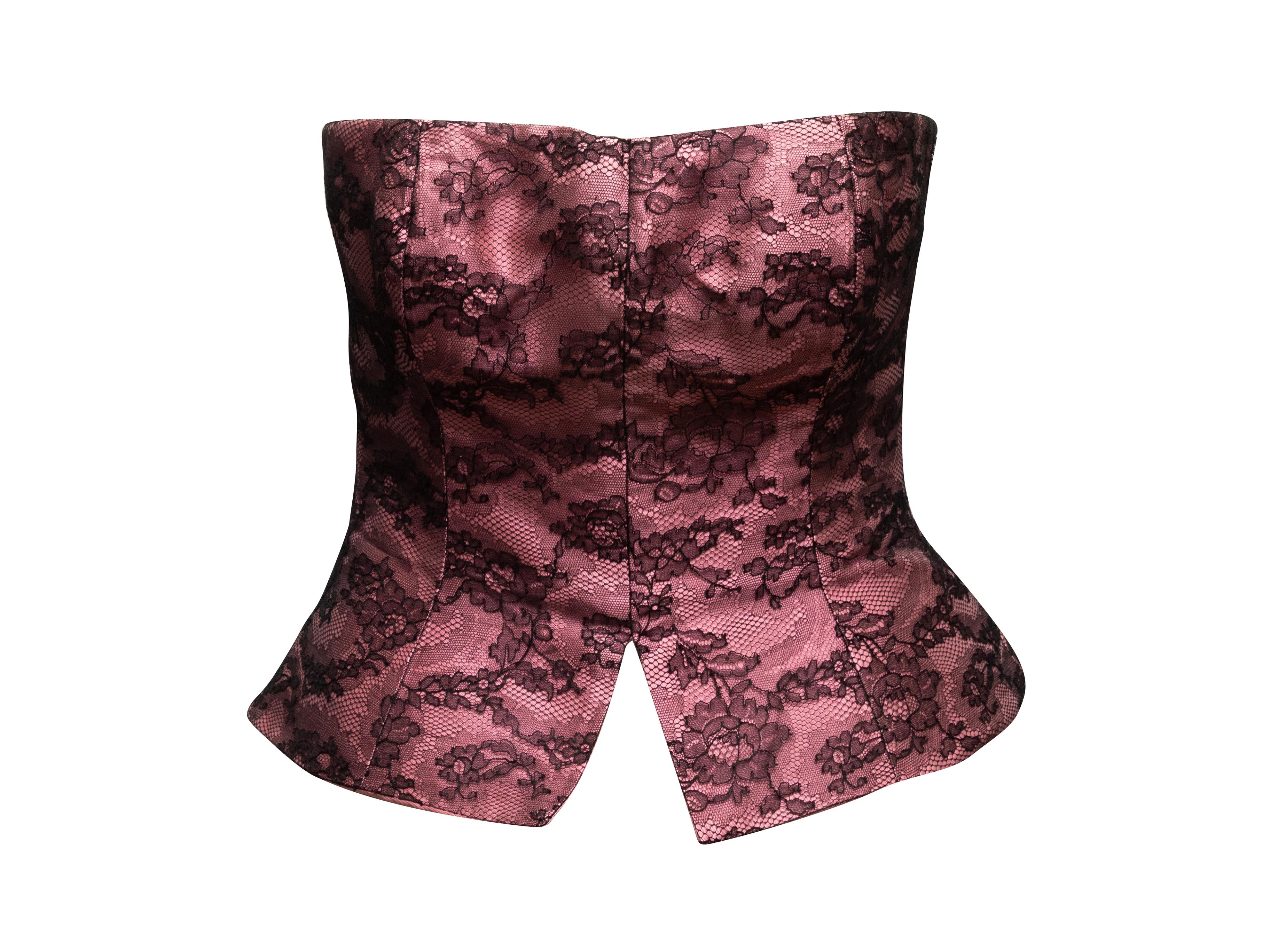 Vintage Pink & Schwarz Christian Lacroix Seide & Spitze Top & Blazer Set Größe FR 40 Damen im Angebot