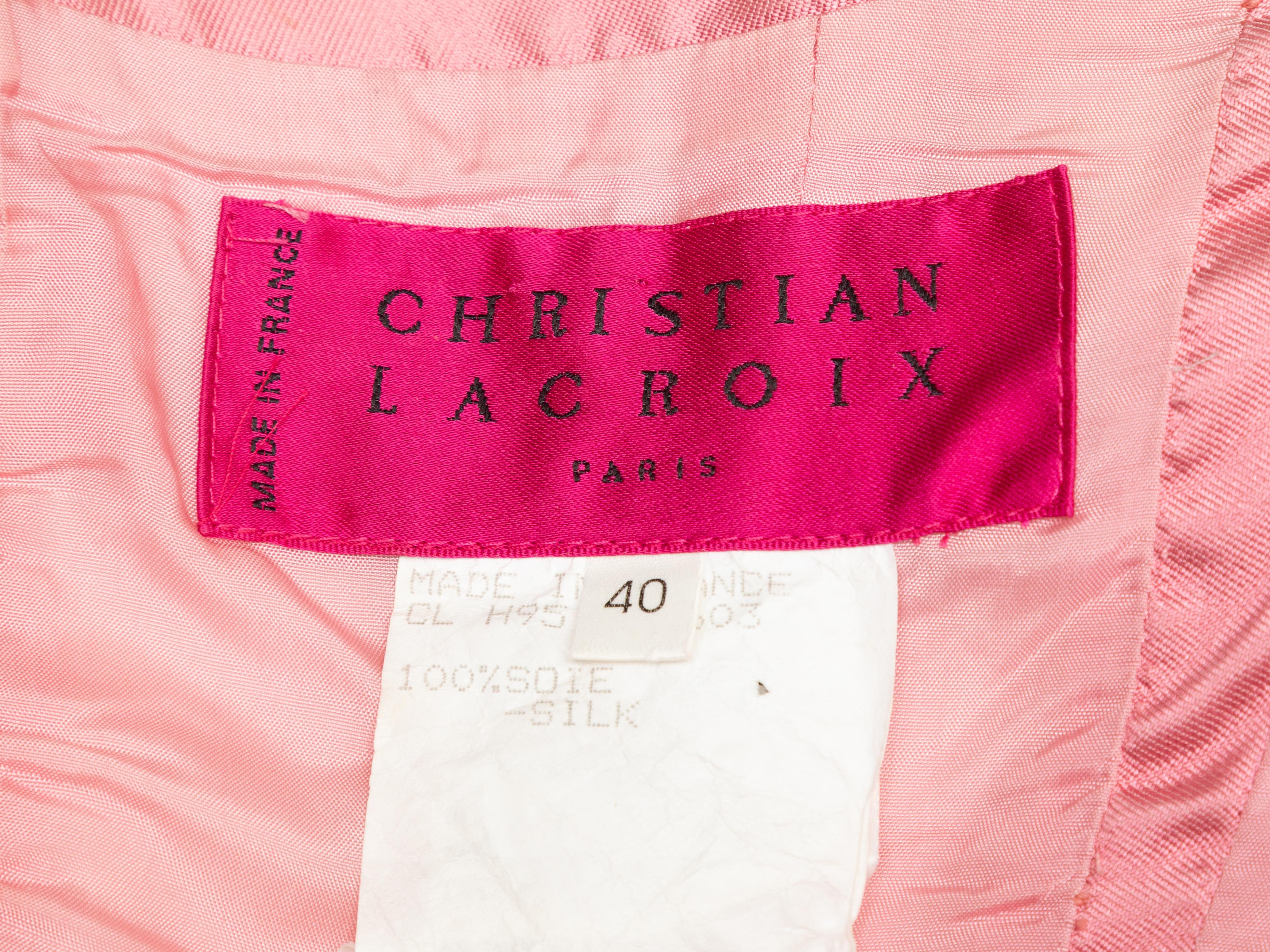 Vintage Pink & Schwarz Christian Lacroix Seide & Spitze Top & Blazer Set Größe FR 40 im Angebot 1