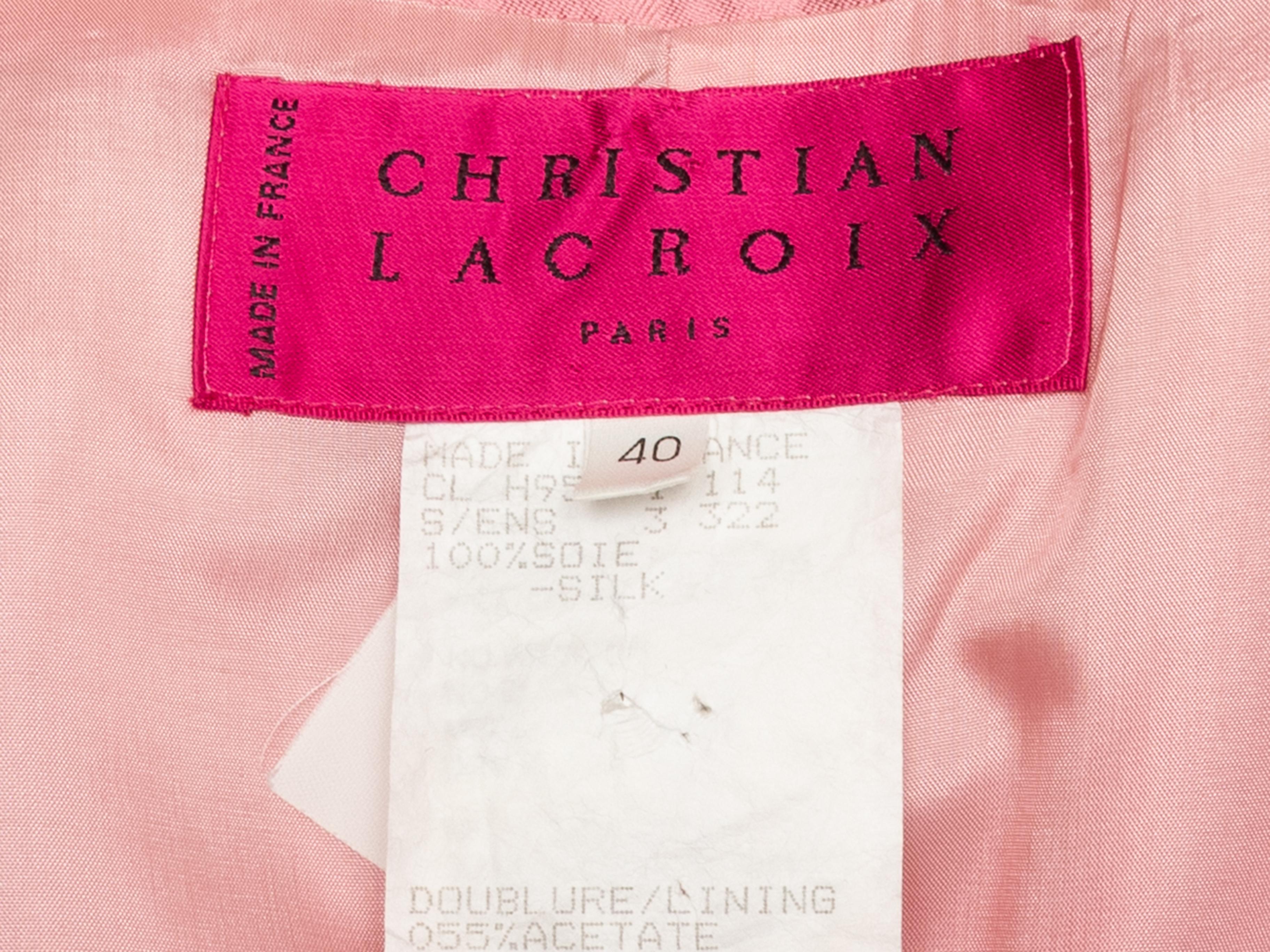 Vintage Pink & Schwarz Christian Lacroix Seide & Spitze Top & Blazer Set Größe FR 40 im Angebot 3