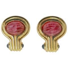 Vintage Pink & Blue Stone Earrings