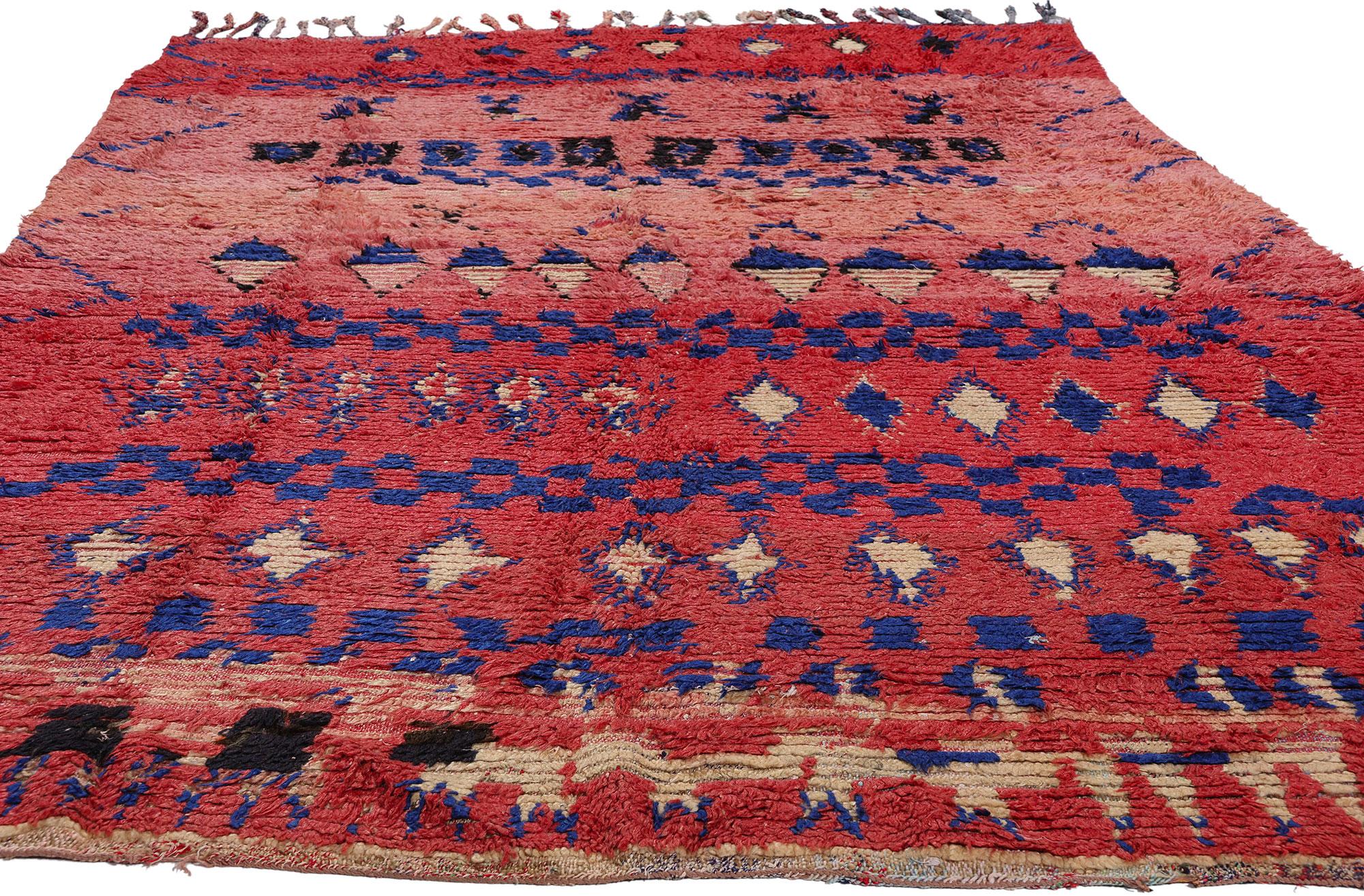 Bohemian Vintage Pink Boujad Moroccan Rug, Berber Tribes of Morocco For Sale