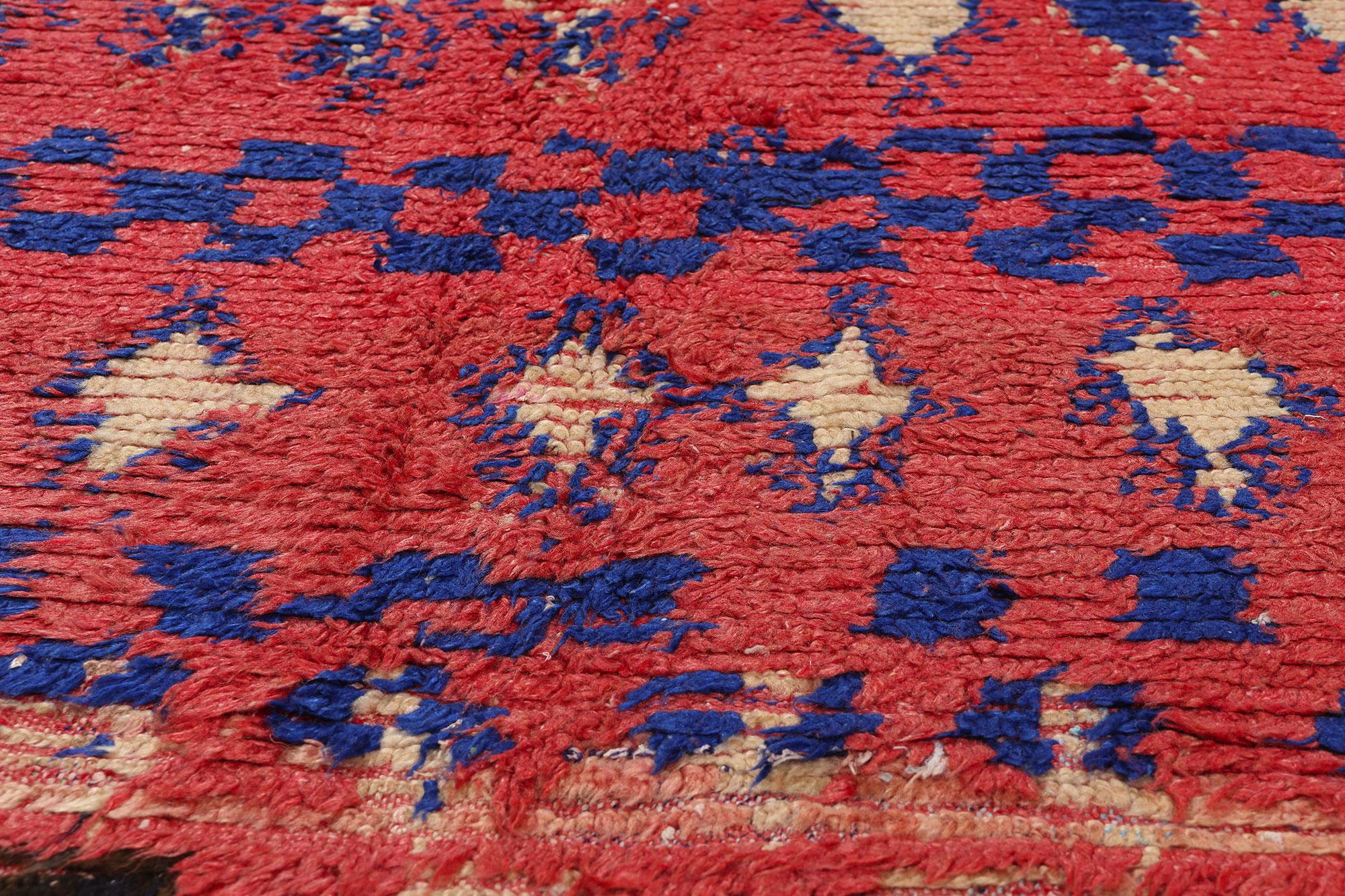 Vintage Pink Boujad Moroccan Rug, Berber Tribes of Morocco In Good Condition For Sale In Dallas, TX