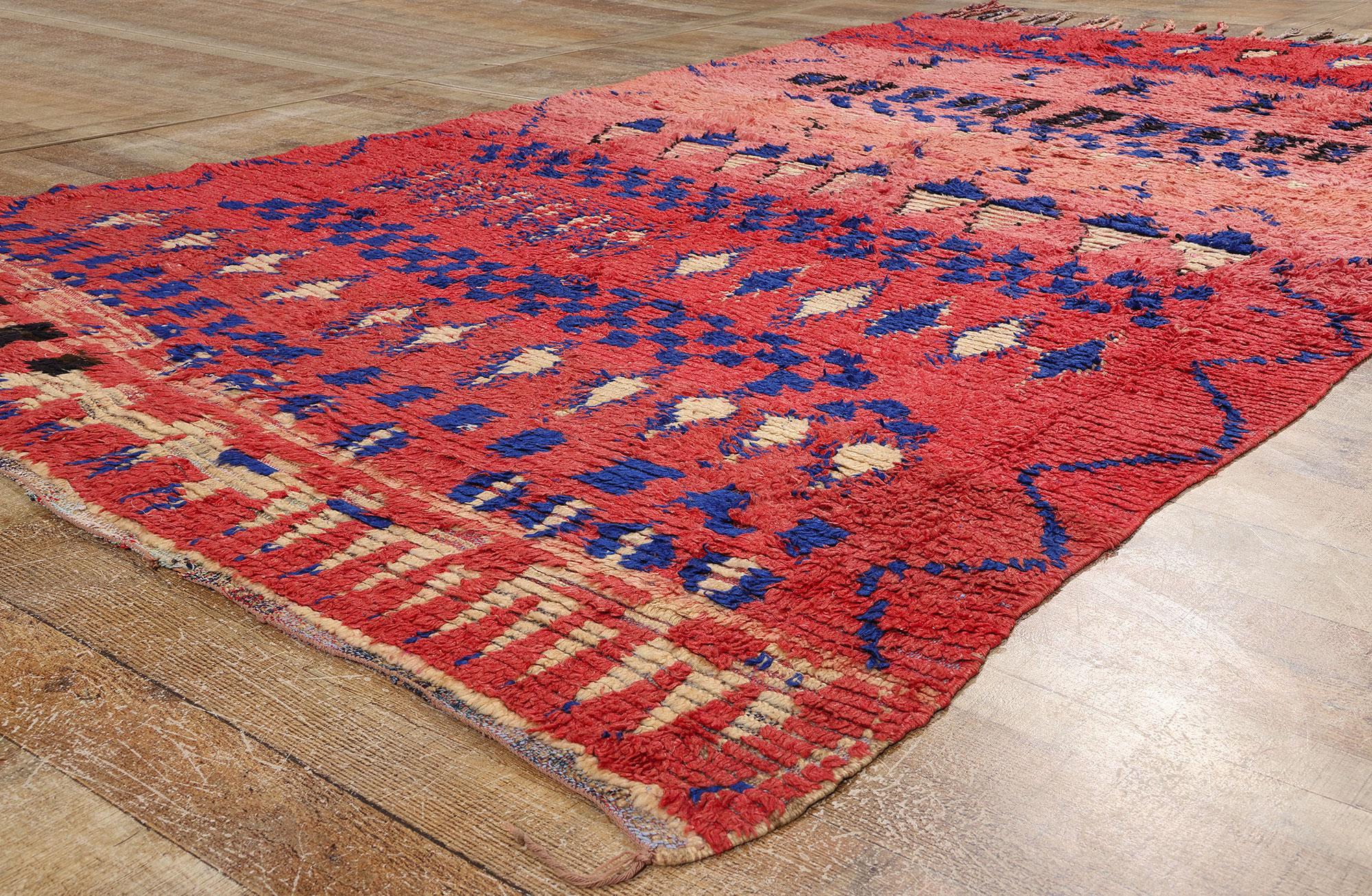 Wool Vintage Pink Boujad Moroccan Rug, Berber Tribes of Morocco For Sale