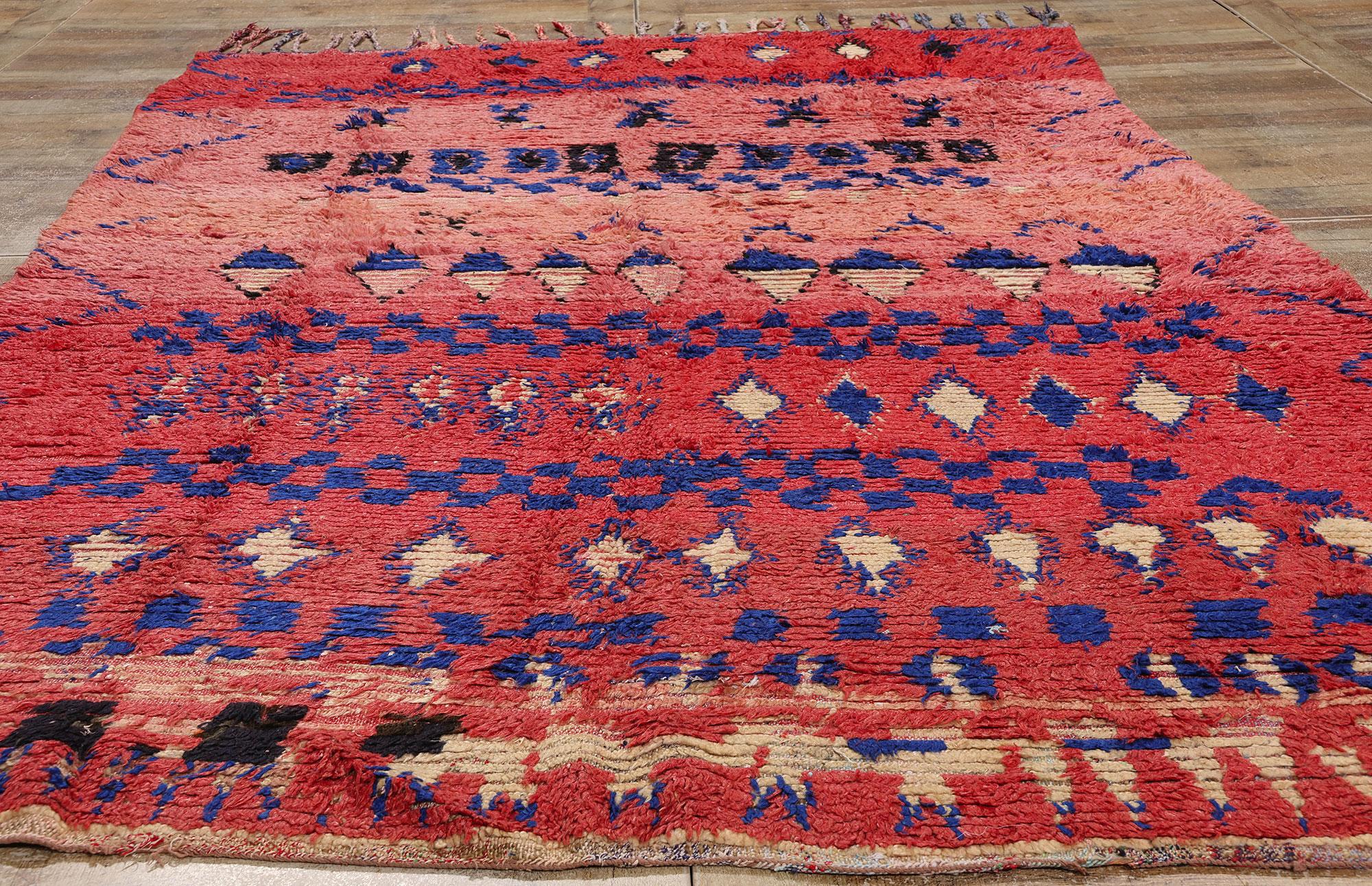 Vintage Pink Boujad Moroccan Rug, Berber Tribes of Morocco For Sale 1