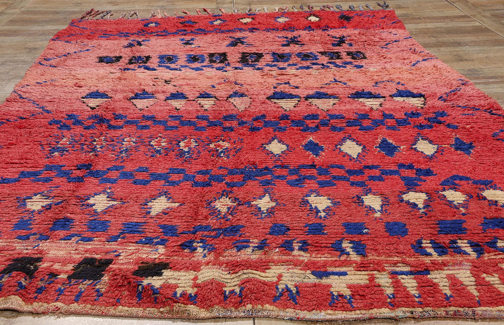 Laine Tapis marocain vintage rose Boujad, Berber Tribes of Morocco en vente