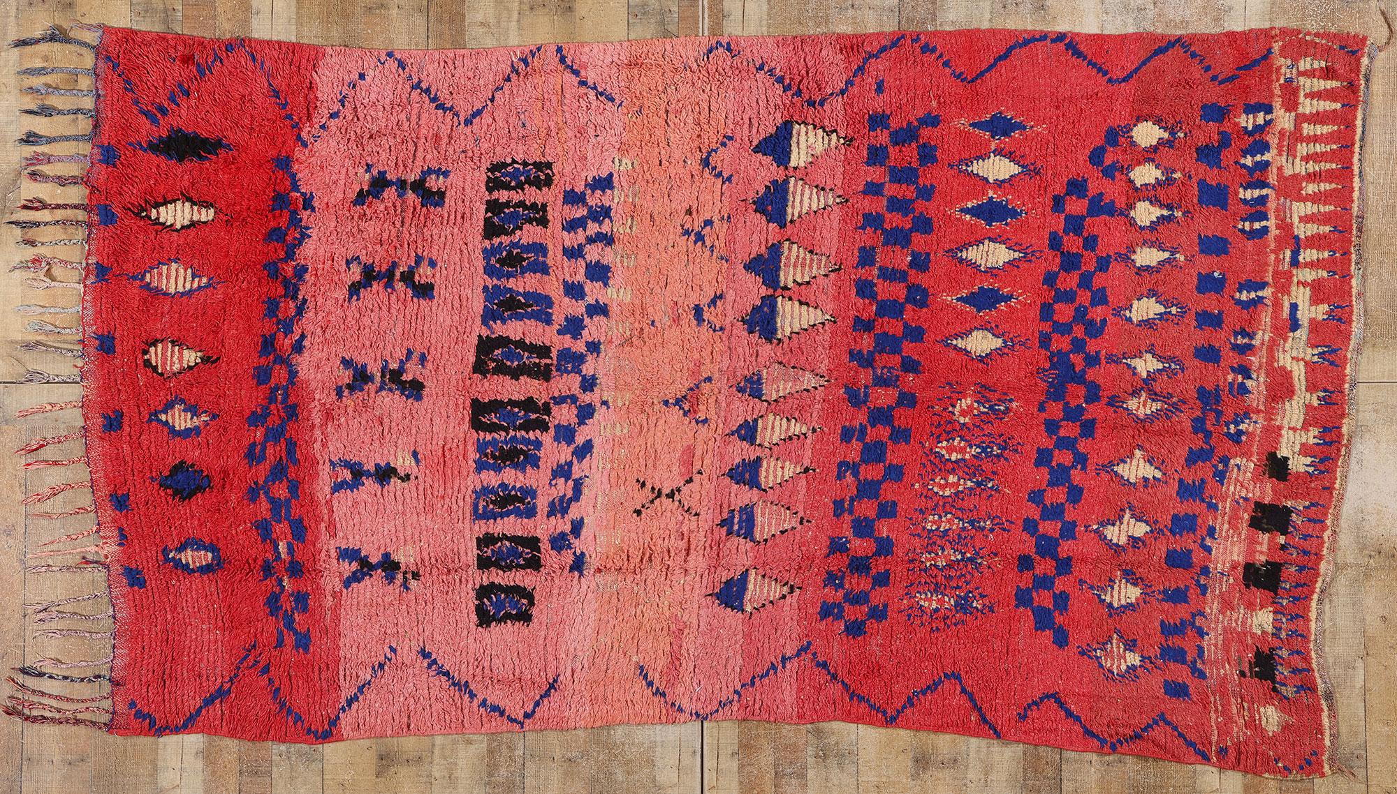 Vintage Pink Boujad Moroccan Rug, Berber Tribes of Morocco For Sale 2