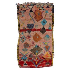 Vintage Pink Boujad Moroccan Rug, Bohemian Chic Meets Tribal Allure