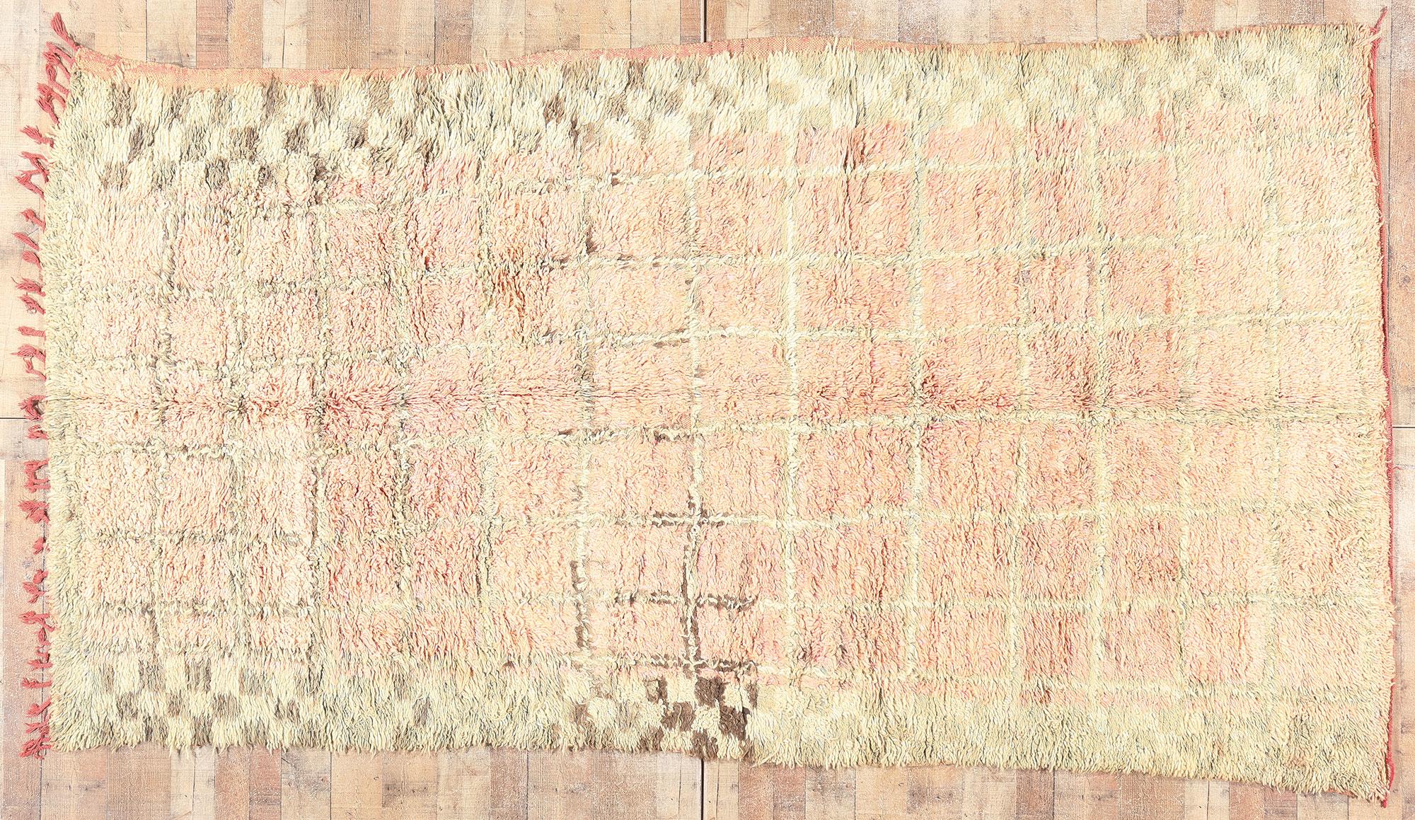 Alfombra Vintage Bereber Boujad Marroquí con Estilo Bohemio Moderno en venta 3