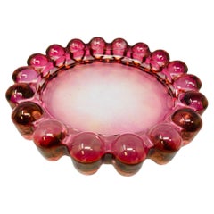 Vintage Pink Bubble Glass Cigar Ashtray by Anchor Hocking Glass Co 1950s