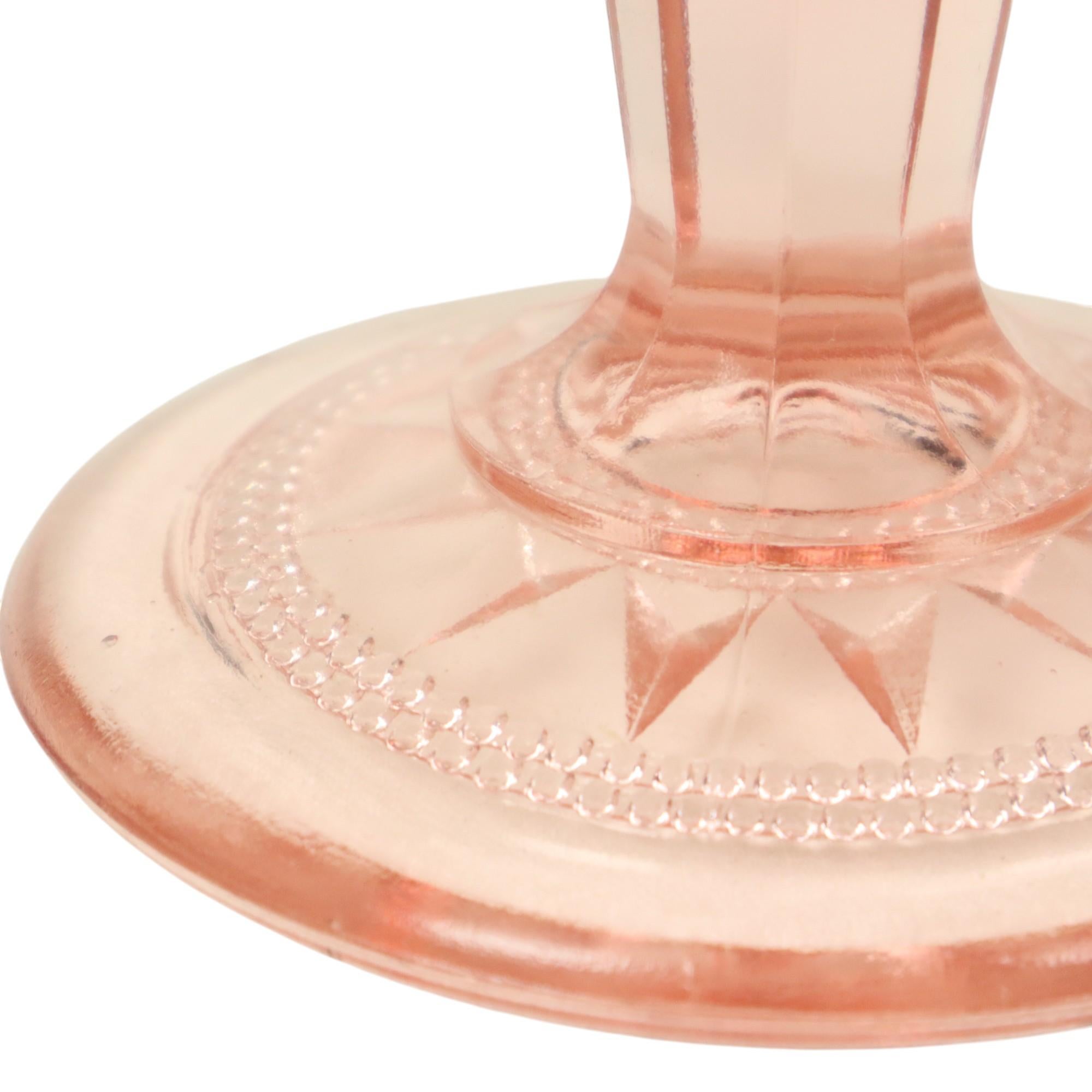 Vintage Pink Cake Stand Star Motif Depression Glass 32cm For Sale 4