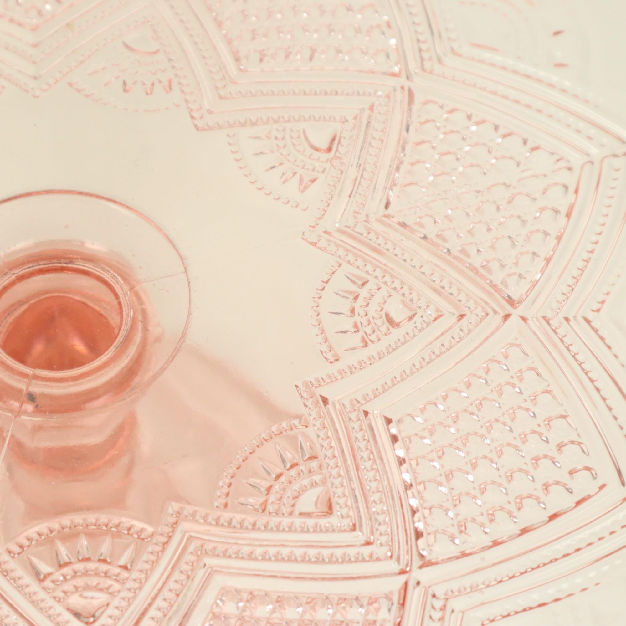Vintage Pink Cake Stand Star Motif Depression Glass 32cm For Sale 6