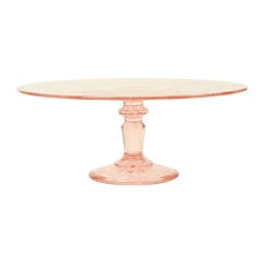 Vintage Pink Cake Stand Star Motif Depression Glass 32cm