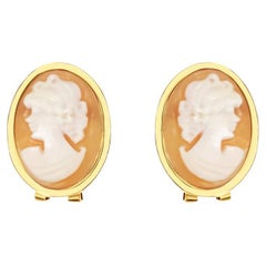 Pendientes Camafeo Rosa Vintage Oro Amarillo 14k