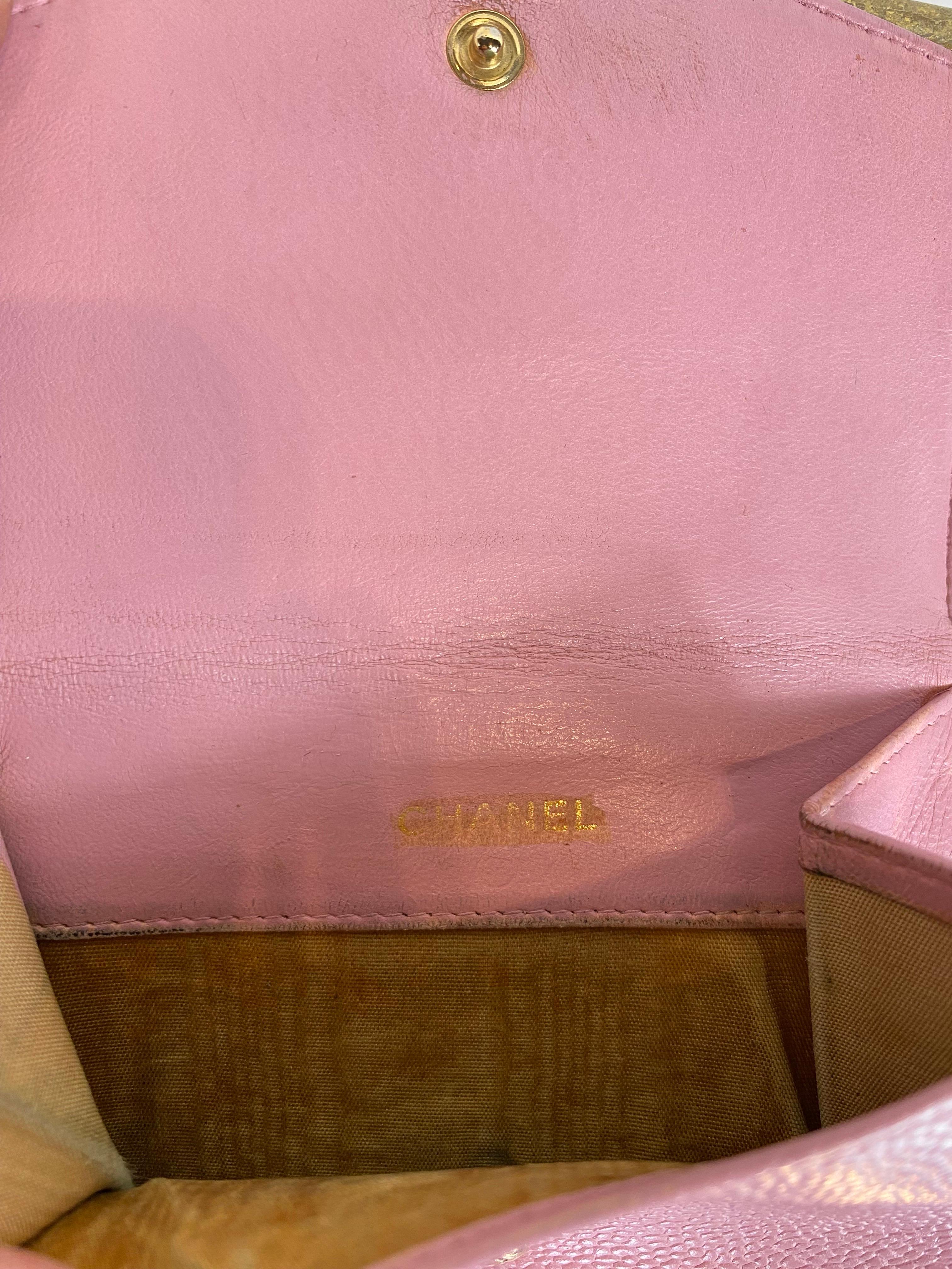 Vintage pink Chanel wallet For Sale 4
