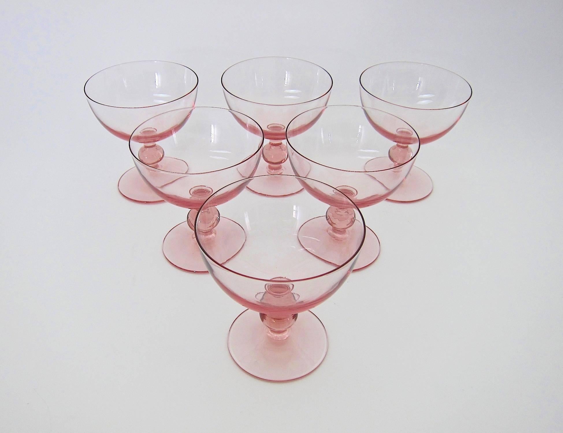 Vintage Pink Coupe Cocktail Glasses, Set of Six 1