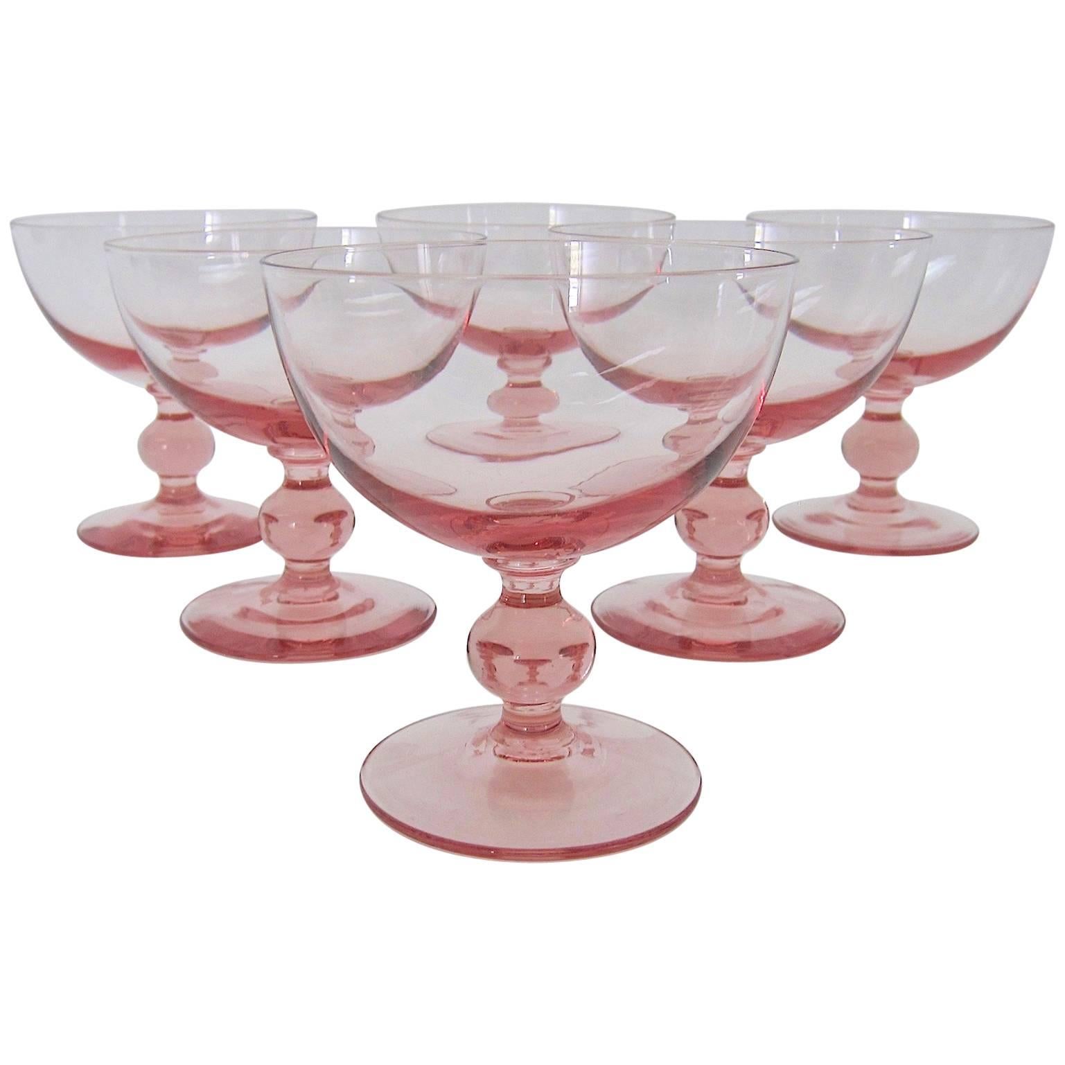 Vintage PINK DEPRESSION Glass Cocktail - Martini Glasses, Set of 6,  Mixologist Cocktail Glasses, Vintage Pink Martini Glasses, Pink Barware