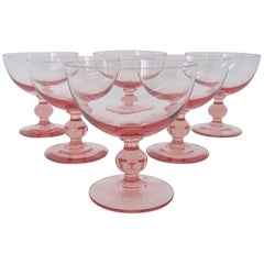 Vintage Pink Coupe Cocktail Glasses, Set of Six