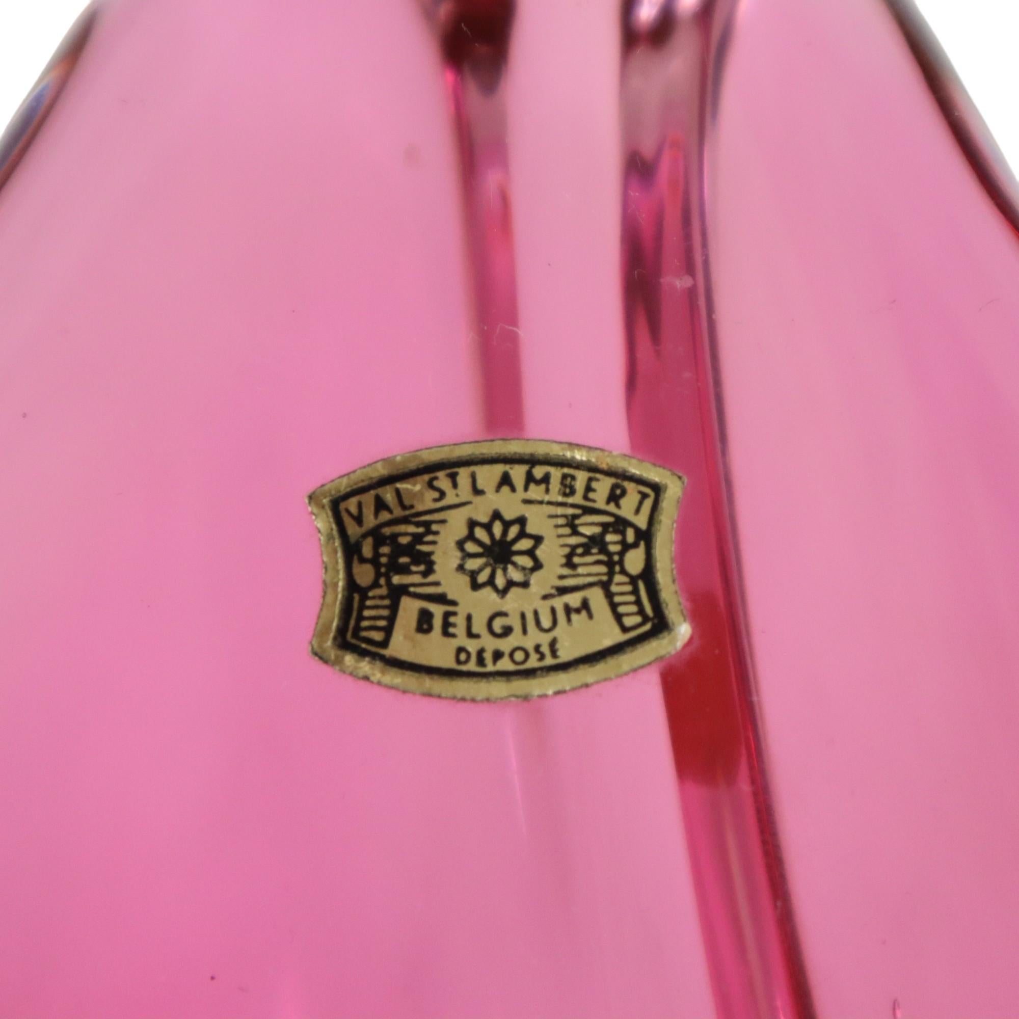Bol en cristal rose Val Saint Lambert des années 1960 en vente 4