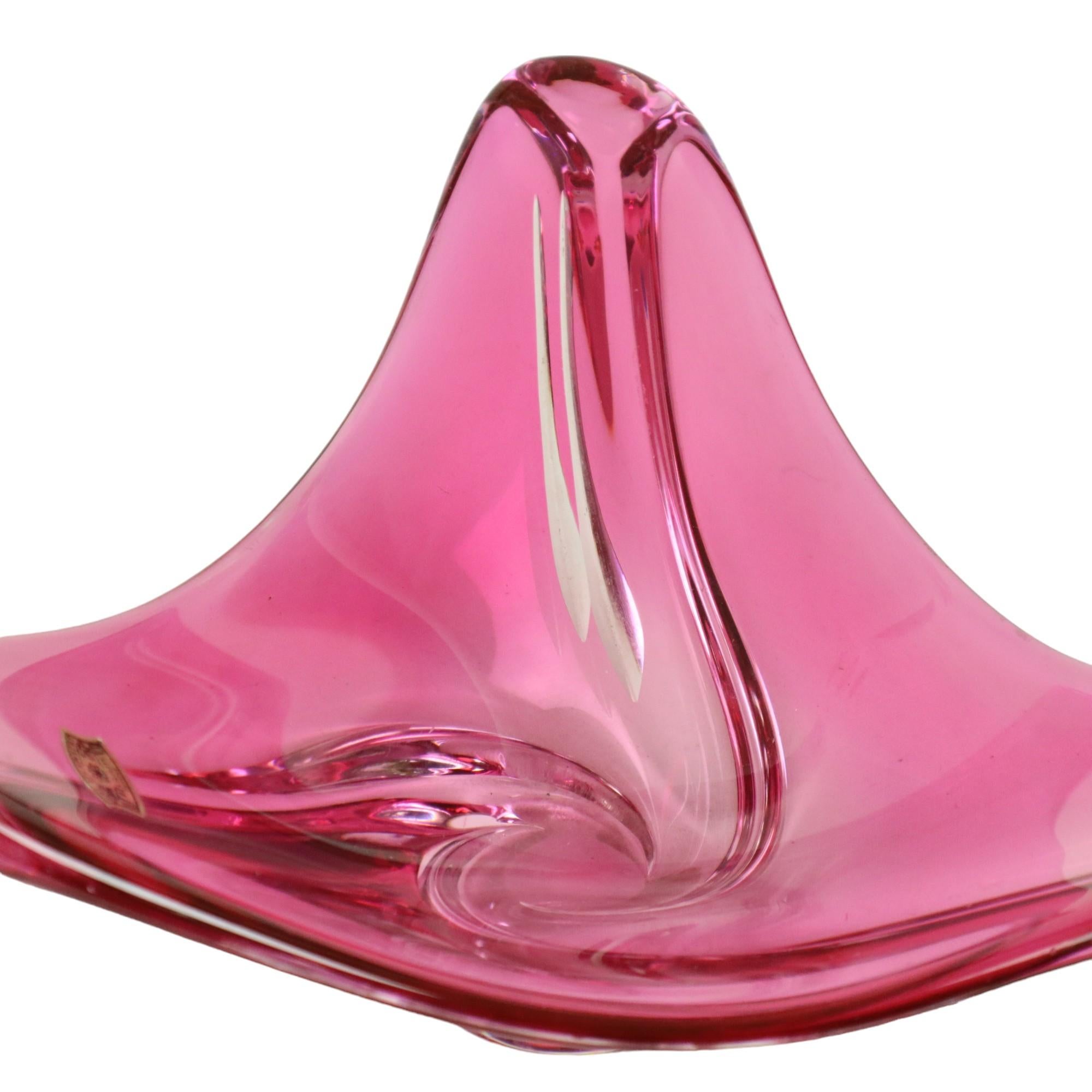Bol en cristal rose Val Saint Lambert des années 1960 en vente 5
