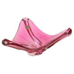 Bol en cristal rose Val Saint Lambert des années 1960