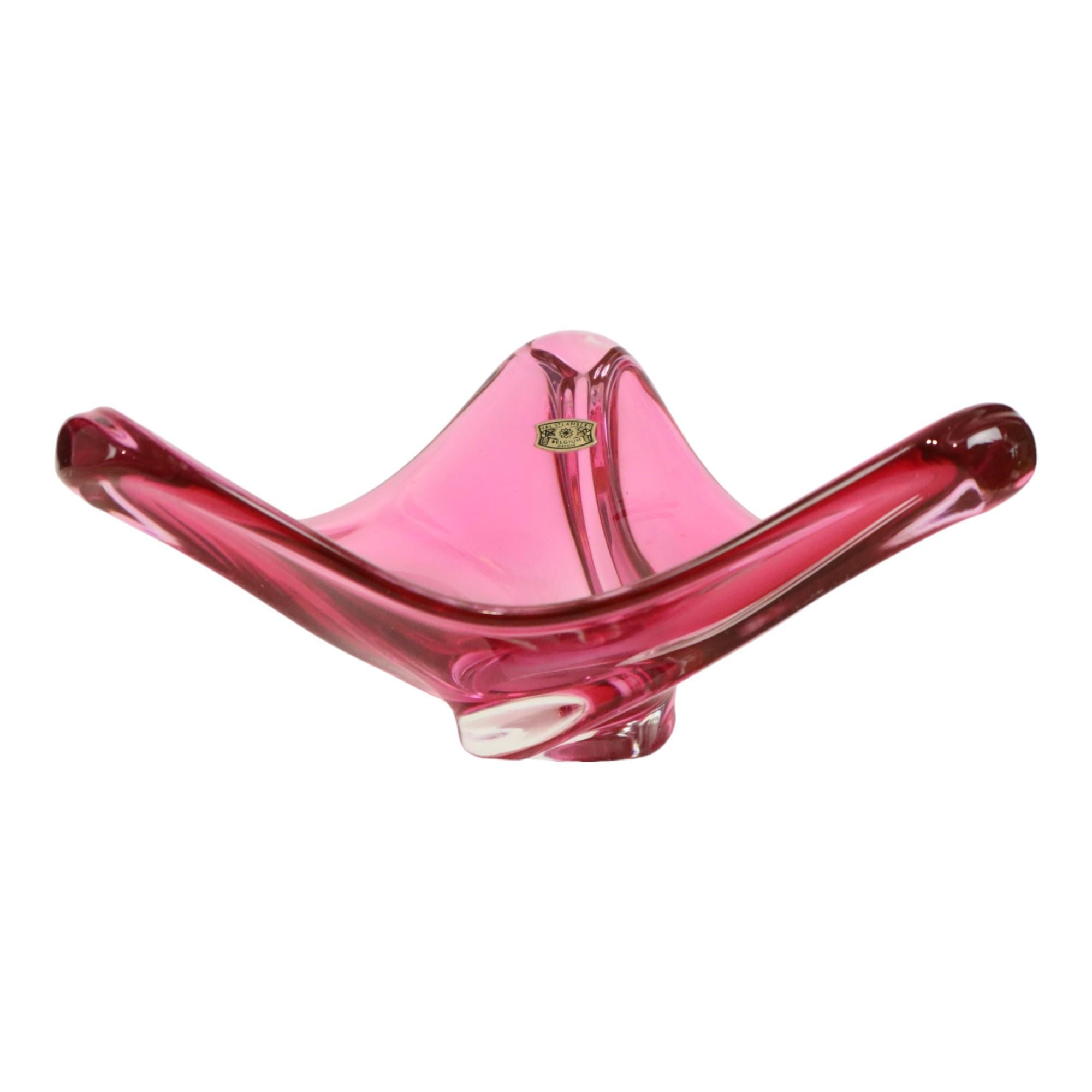 Belge Bol en cristal rose Val Saint Lambert des années 1960 en vente