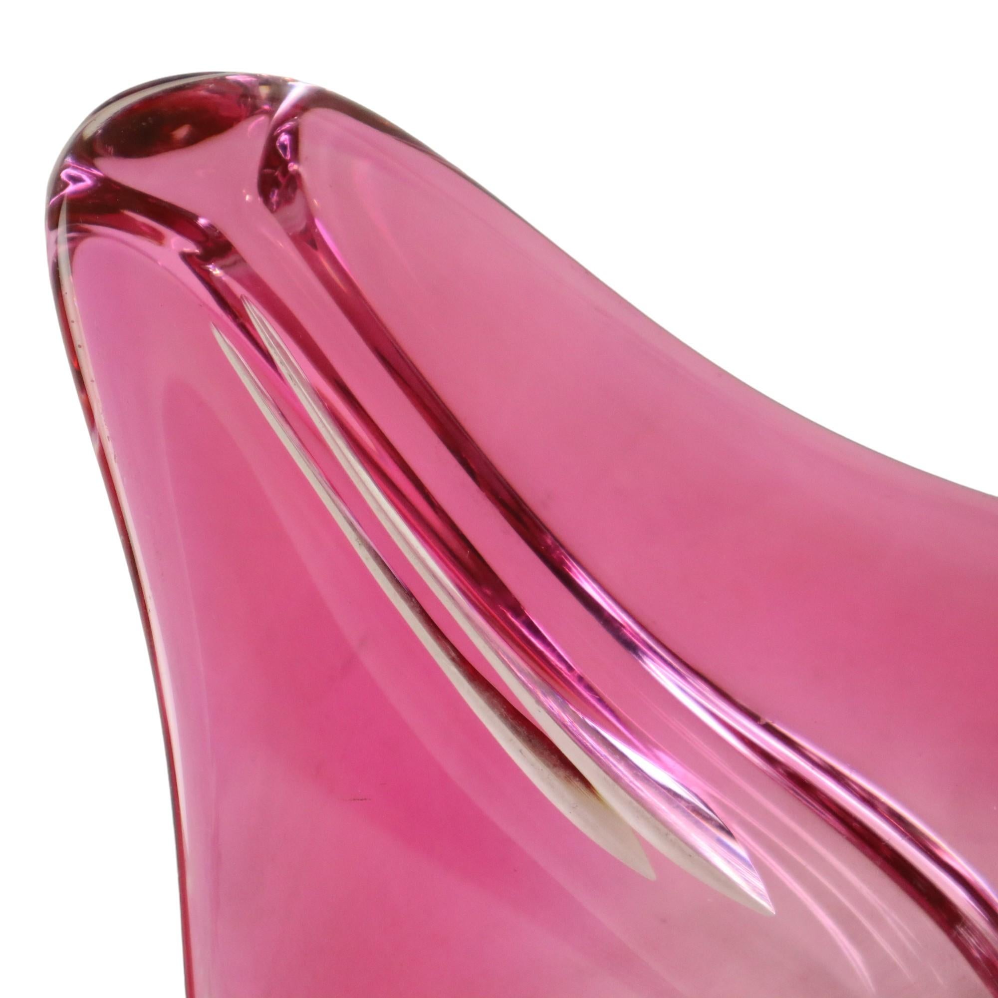 Bol en cristal rose Val Saint Lambert des années 1960 en vente 1